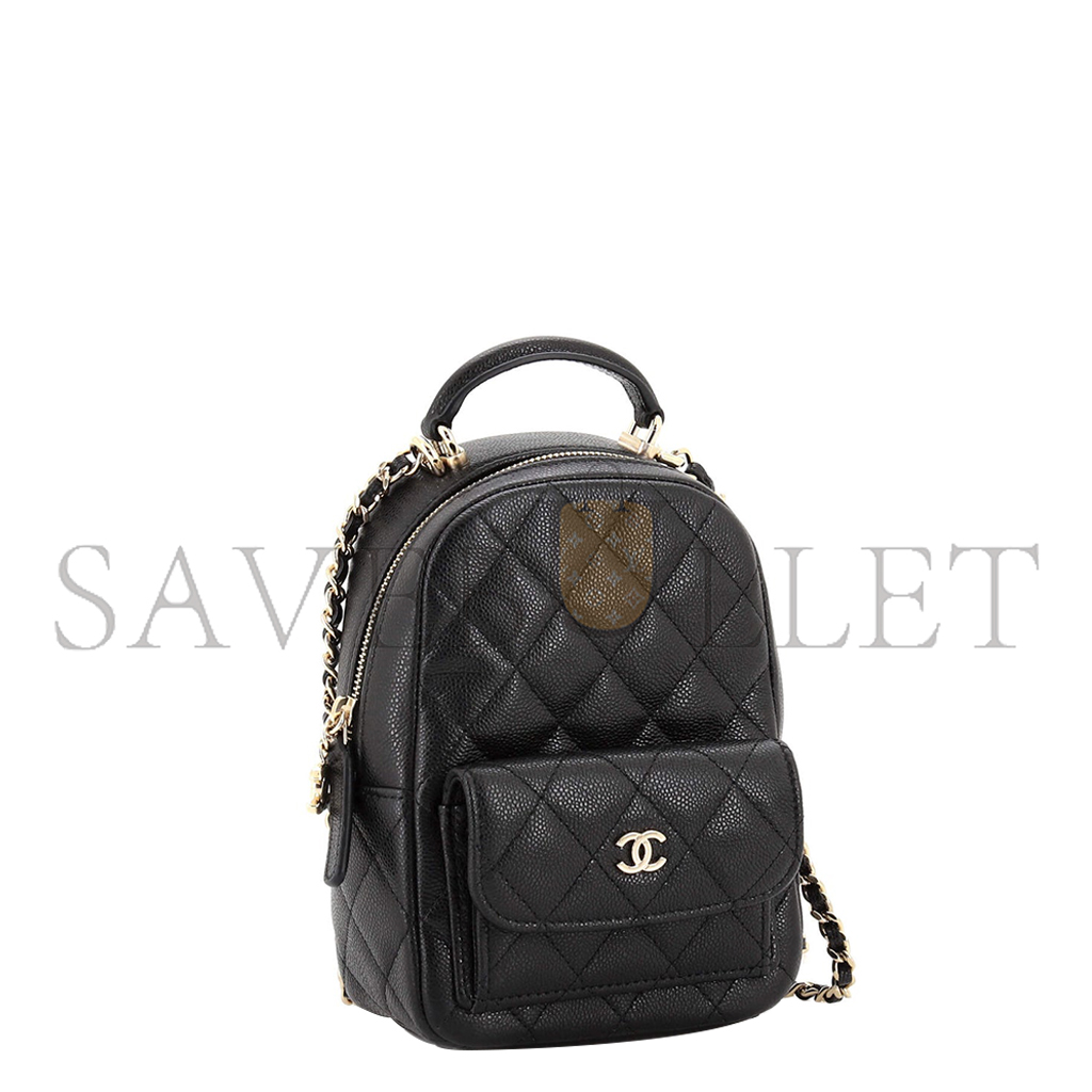 CHANEL MASTER CLASSIC CC CHAIN POCKET BACKPACK QUILTED CAVIAR MINI AP3753 (18*13*9cm)